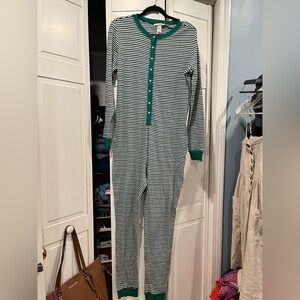 Victoria's Secret Striped Green and White Pajama Onesie